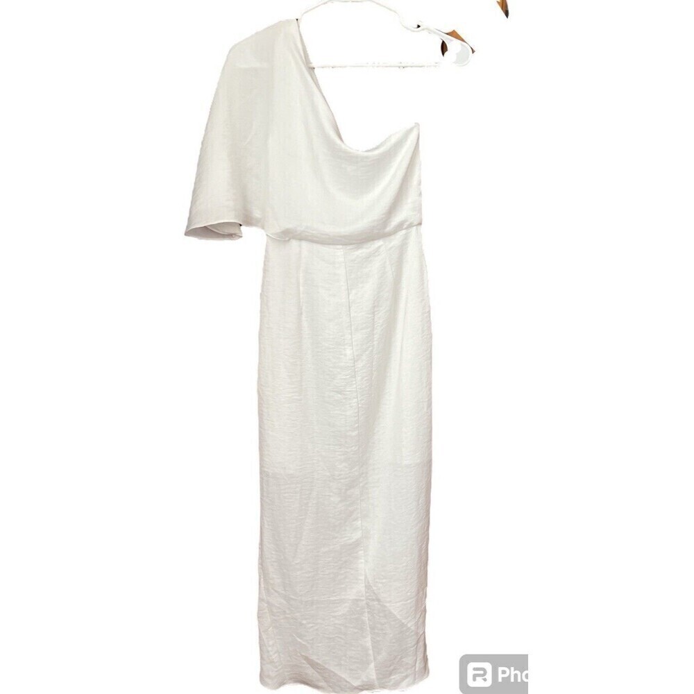 Measure One Shoulder Satin Midi Dress in White Womens Sz Small - Picture 5 of 9
